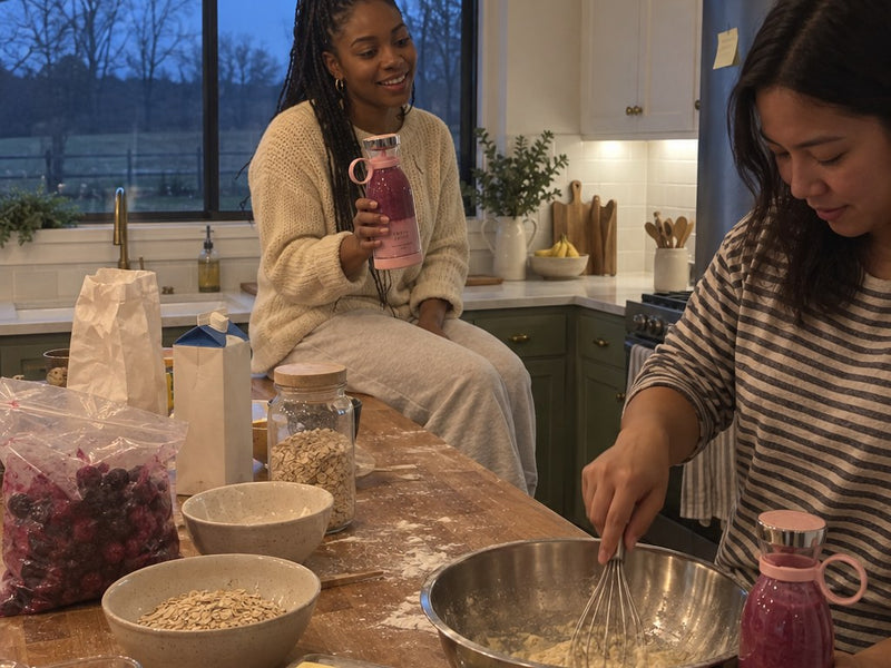 Brianna and her sister making breakfast, each with a Swirlette.